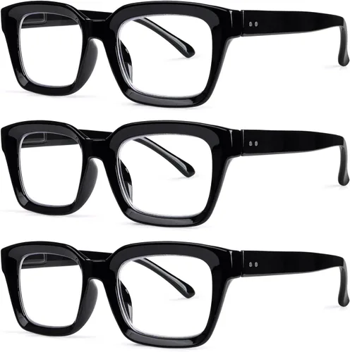 Joschoo - Paquete de 3 gafas de lectura con bloqueo de luz azul para computadora, con bisagra de resorte, para mujeres y hombres