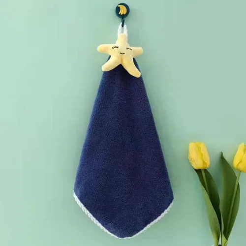 Miniatura 5 de FZBNSRKO Toalla de mano para niños, paquete de 4 toallas colgantes de algodón puro de dibujos animados, paño de vellón coral de doble cara