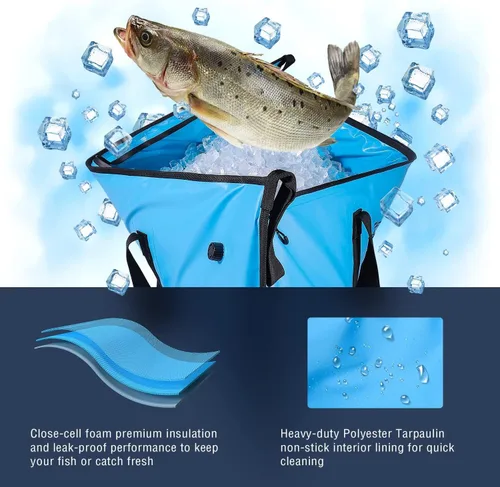 Miniatura 6 de Buffalo Gear Bolsa térmica aislada - Enfriador de cebo de 20 x 18 pulgadas, bolsa impermeable para matar peces
