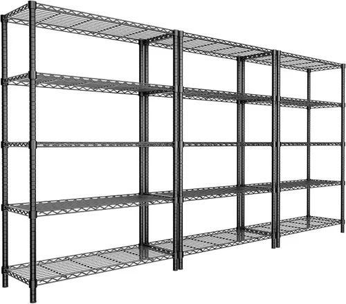 Miniatura 27 de Estantería de alambre resistente de 45 pulgadas de ancho x 20 pulgadas de profundidad x 47 pulgadas de alto, estante de almacenamiento de 3 niveles