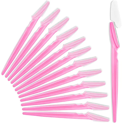 Miniatura 13 de HFATMOS 12 maquinillas de afeitar para cejas, multiusos, herramientas exfoliantes de dermaplaning, afeitadora de cejas con cubierta protectora