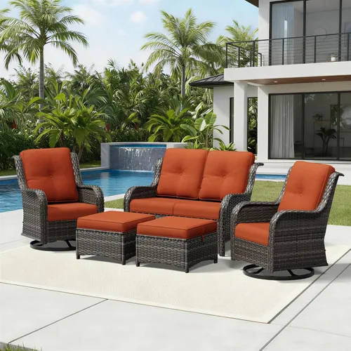 Miniatura 52 de Joyside Juego de sillas de mimbre para patio, juego de 3 piezas de mimbre para exteriores con 2 sillas reposabrazos y 1 mesa auxiliar para terraza