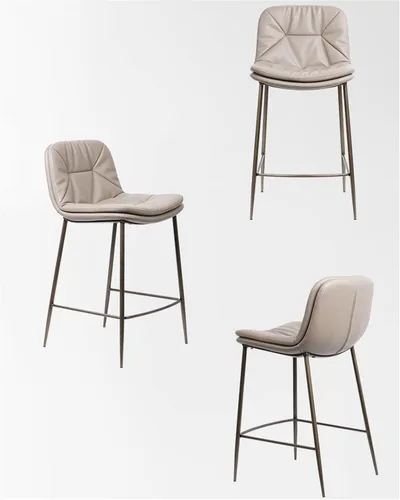 Miniatura 5 de Tall Bar Stools Bar Chair Modern Minimalist Metal High Stool Home Double Cushion Back Chair Home Restaurant Kitchen Bar Table Chair Kitchen Counter