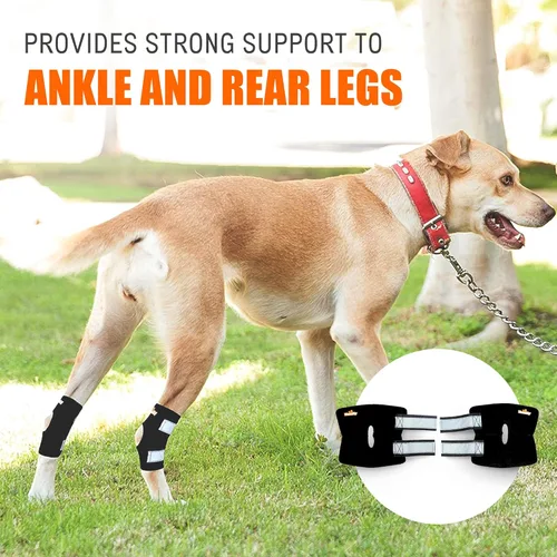 Miniatura 5 de NeoAlly Par de soportes para tobillos de gato y perro, soporte para pata trasera canina con correas reflectantes de seguridad para heridas