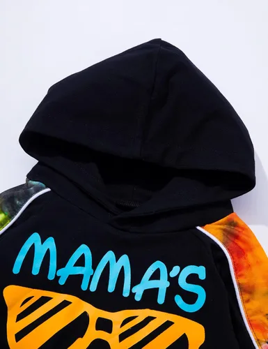 Miniatura 7 de KANGKANG Conjunto de sudadera de manga larga con estampado de letras para niños pequeños, conjunto de pantalones con estampado de dinosaurio