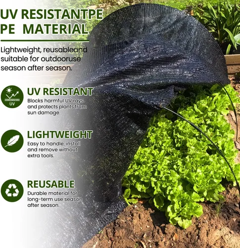 Miniatura 3 de Malla de resistencia UV, tela de sombra, protector solar, sombrilla de malla negra del 40 % para plantas de flores de jardín, Negro