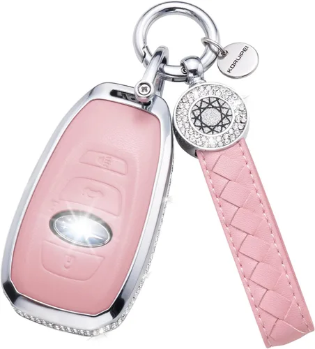 Miniatura 21 de Funda para Llave Honda con Llavero, Carcasa Protectora de Cuero Genuino Rosa con Cristales Compatible con Honda Accord Civic CRV Pilot Odyssey 2022