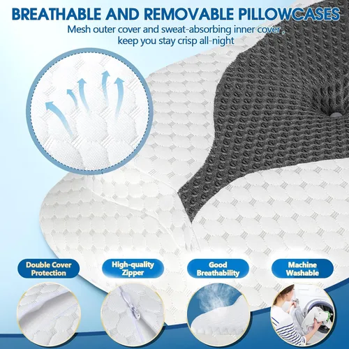 Miniatura 5 de CHxxy Almohadas de espuma viscoelástica, almohada cervical para aliviar el dolor de cuello y hombros, almohada ergonómica de contorno de cama, suave