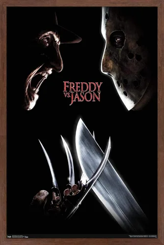 Miniatura 10 de Trends International Freddy vs. Jason - Póster de pared de una hoja, 14.725 x 22.375 pulgadas, versión enmarcada de madera de granero