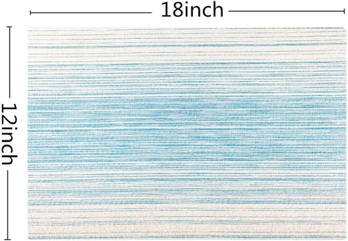 Miniatura 6 de Mantel individual de vinilo tejido duradero, lavable, resistente al calor, antideslizante, para cocina, comedor (juego de 4, azul con blanco)