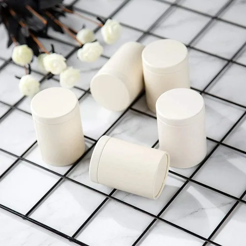 Miniatura 3 de Caja de lata pequeña con tapas herméticas para almacenamiento de café, té, dulces, almacenamiento de hojas sueltas, té, 5 unidades (blanco, M)