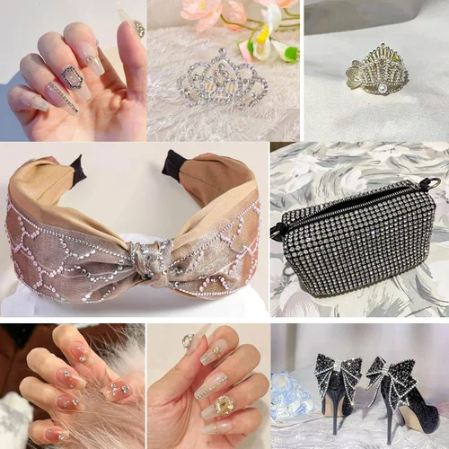 Miniatura 7 de Beadsland Diamantes de imitación para maquillaje, 8 tamaños, 2500 unidades de diamantes de imitación de cristal con parte trasera plana, gemas