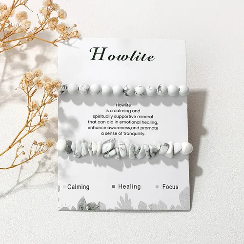 Miniatura 31 de Pulseras de cristal curativo para mujer, 2 pulseras de piedra natural de 0.236 pulgadas, pulseras elásticas de cuentas de cristal hechas a mano
