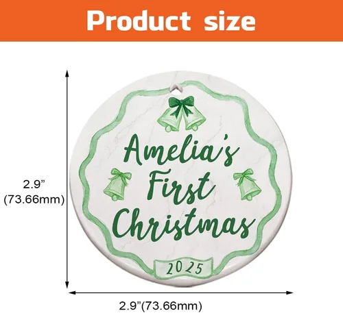 Miniatura 6 de Adorno personalizado de cerámica para la primera Navidad del bebé 2025 – Recuerdo navideño de copo de nieve personalizado con nombre, nuevo adorno