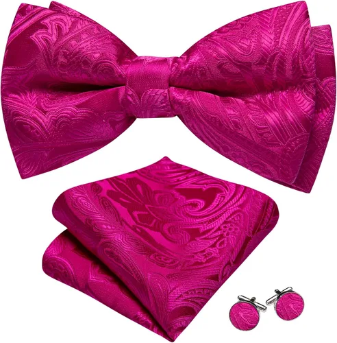 Miniatura 28 de Barry.Wang Conjunto de chaleco de pajarita para hombre, chaleco con cuello en V de seda jacquard de cachemira, gemelos de pañuelo formal/ocio, boda