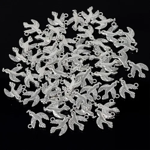Miniatura 3 de Honbay 50 dijes de aleación de paloma de la paz, colgantes de animales de pájaro pequeño para aretes, collar, pulsera, llavero, joyería, fabricación