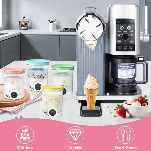 Miniatura 2 de Paquete de 4 pintas y tapas de remolinos de crema para máquina de helados Ninja serie NC700, recipientes de crema de repuesto para máquinas