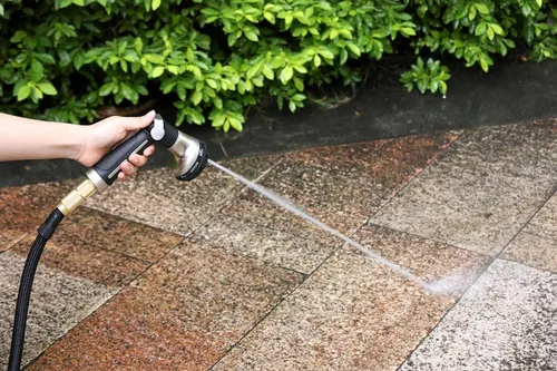 Miniatura 8 de ESOW Boquilla de manguera de jardín 100% metal resistente, rociador de manguera de agua con 8 patrones de riego, válvula de encendido y apagado