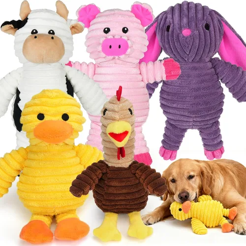 Miniatura 8 de Prime Pets Juguetes para perros, paquete de 5, juguetes chirriantes de felpa para perros, paquete de valor surtido, juguete para mascotas
