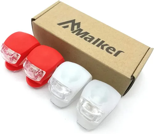 Miniatura 7 de Malker Luz de Bicicleta Delantera y Trasera Juego de Luces LED de Silicona para Bicicleta - Faro Delantero y Luz Trasera de Bicicleta, Impermeables