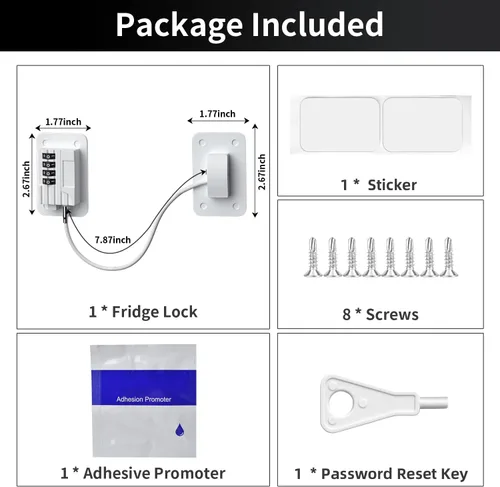 Miniatura 7 de Ougourim Cerradura para refrigerador, cerradura de combinación mejorada para congelador vertical, cerradura de seguridad infantil para gabinetes
