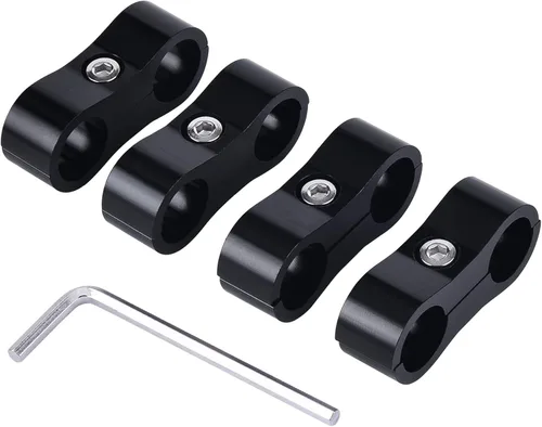 Miniatura 10 de EVIL ENERGY 4AN Abrazadera Separadora de Manguera, Abrazadera de Montaje de Línea de Combustible AN4 de Aluminio Negro 4PCS