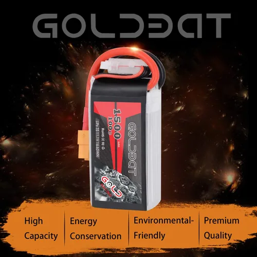Miniatura 4 de GOLDBAT Paquete de batería Lipo de 1500mAh 3S 11.1V 100C Softcase con enchufe XT60 para capra axial, Skylark m4-fpv250, mini trituradora 200