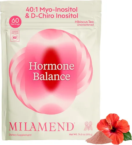 Miniatura 15 de Milamend Equilibrio Hormonal para Mujeres 40:1 Myo-Inositol D-Chiro Inositol Suplemento + CoQ10, ALA y Aminoácidos – Fertilidad, Apoyo Ovarico
