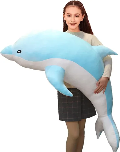 Somao Animales de Peluche Delfín Almohada de Peluche Súper Suave Juguetes de Peluche de Animales Marinos Muñecas para Niños y Niñas Cojín para Azul