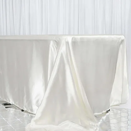 Miniatura 45 de Efavormart - Mantel rectangular de satén, 90 x 132 pulgadas, suave, oblongo, lavable, mantel decorativo de tela sedosa para bodas, fiestas, Plata