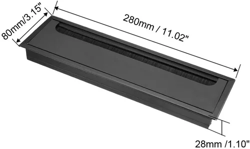 Miniatura 2 de uxcell Cubierta de agujero para cable, 10.591 x 2.677 in, aleación de aluminio, cuadrado, para escritorio, ojales, cubierta de agujero para oficina