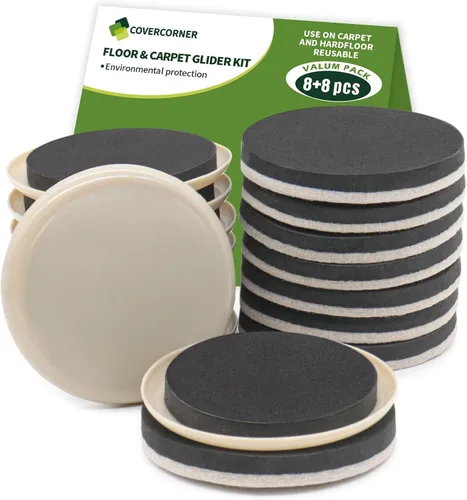 Miniatura 10 de Deslizadores de muebles para pisos de madera dura, deslizadores de muebles para pisos alfombrados, paquete combinado de 8 piezas de 3 1/2 pulgadas