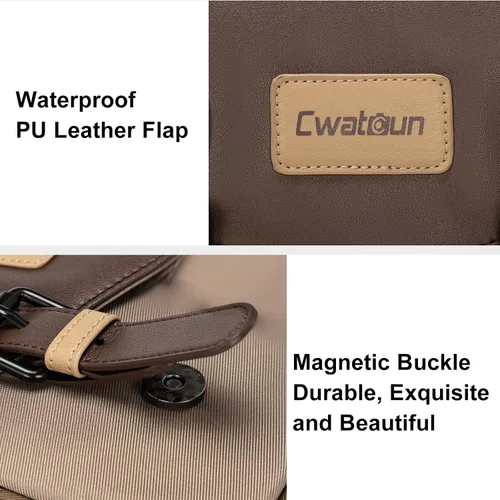 Miniatura 5 de Cwatcun - Bolso bandolera impermeable para cámara con tapa, maletín cruzado para hombro con soporte para trípode, bolso de fotografía para viajes