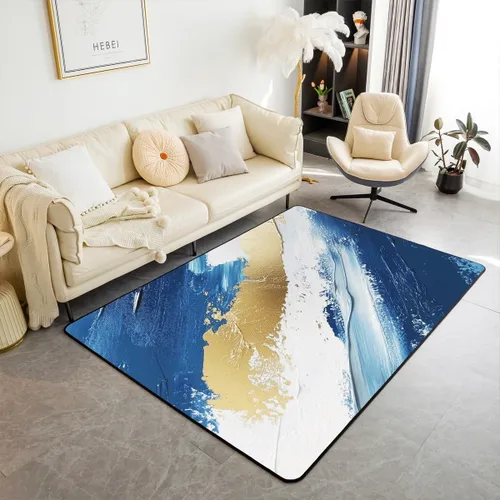 Miniatura 28 de jejeloiu Alfombra de decoración de mármol negro y dorado, alfombra para sala de estar, dormitorio, para niños, niñas, adolescentes, decoración