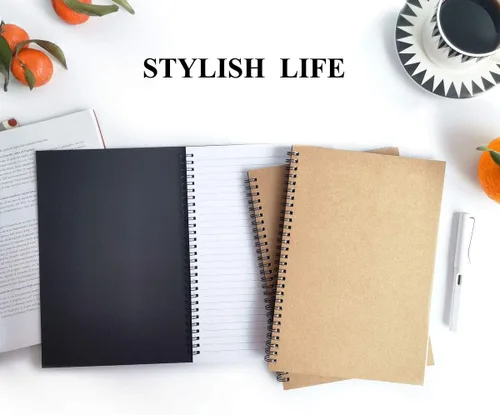 Miniatura 5 de Twinkle Cuadernos en espiral, cuadernos en blanco, papel grueso, 60 hojas, 10 x 7 pulgadas, paquete de 2 (negro, blanco)