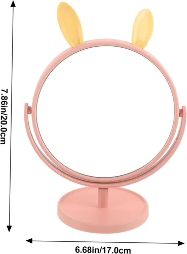 Miniatura 2 de LALAFINA Espejo de maquillaje para escritorio, con forma de orejas de conejo, cosmético de mesa para el hogar, dormitorio, baño, corte de pelo
