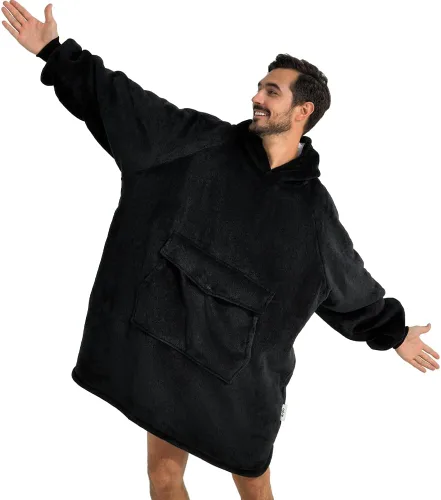 Miniatura 10 de Krifey Manta con capucha de sherpa de gran tamaño como regalo de cumpleaños para mamá, mujer, novia, hombre, acogedora sudadera con bolsillo gigante
