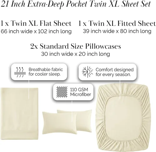 Miniatura 383 de Southshore Fine Living, Inc. Juego de 7 piezas de sábanas King divididas para cama ajustable, juego de sábanas King divididas con bolsillo de 21