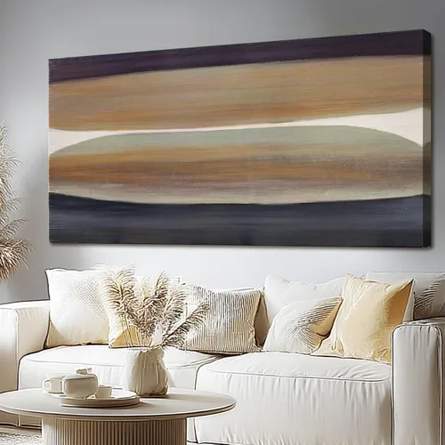 Miniatura 17 de SHEYOYE Lienzo abstracto de montaña gris azul y gris pardo con colinas verde oliva, 32 x 71 pulgadas, decoración de paisaje con textura grande