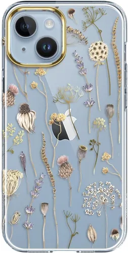 Miniatura 10 de luolnh Funda compatible con iPhone 13 con flores, para mujeres femeninas, a prueba de golpes, transparente con patrón floral para iPhone 13 de 6.1