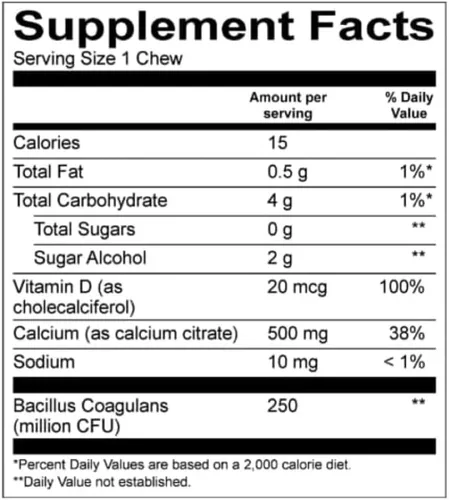Miniatura 9 de BariatricPal Masticables suaves de citrato de calcio sin azúcar 500 mg con vitamina D y probióticos Crema de naranja 90