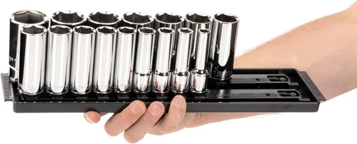 Miniatura 7 de TEKTON - Juego de llaves de 1/2 pulgada con engrane de 6 puntos, con rieles y bandejas, 32 piezas (3/8-1-5/16"), SHD92205