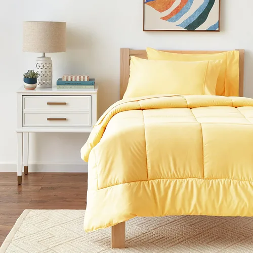 Miniatura 7 de Sweet Home Collection Juego de edredón de 7 piezas de color sólido para todas las estaciones, manta alternativa de plumón suave y lujosas sábanas