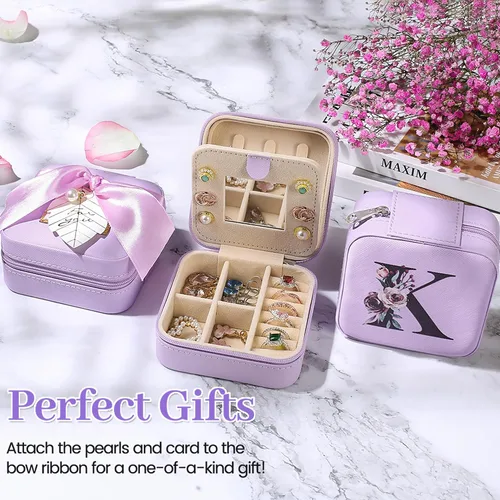 Miniatura 2 de AYGXU Regalos de Navidad para mujeres, joyero pequeño para niñas, joyero, pequeña caja organizadora de joyas, collar y aretes, organizador