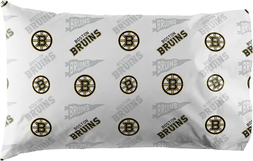 Miniatura 5 de Juego de sábanas tamaño Twin de Boston Bruins NHL con licencia oficial - Ropa de cama cómoda con logotipos del equipo repetidos para fanáticos