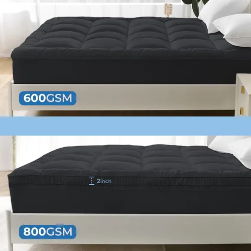 Miniatura 6 de YUGYVOB Cubrecolchón Twin - 800GSM Extra Grueso Refrescante y Transpirable Almohadilla de Colchón con Bolsillo Profundo de 8"-21" y Relleno Gris