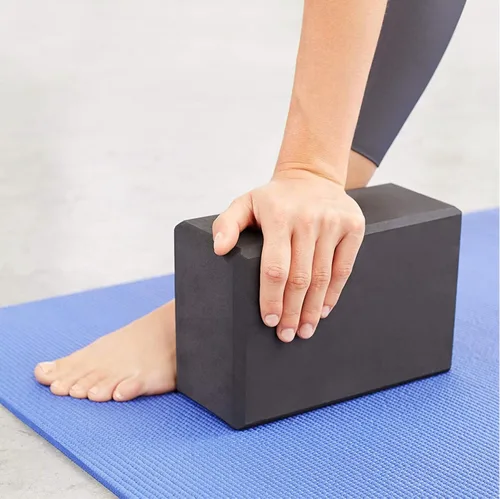 Miniatura 8 de Mune - Juego de 2 bloques de yoga negros de alta densidad de espuma EVA antideslizante con correa de resistencia de yoga para estirar, profundizar