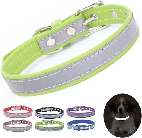 Miniatura 7 de High Bright - Collar reflectante de piel sintética para cachorros, de piel sintética con reflejo de seguridad, collares reflectantes para mascotas
