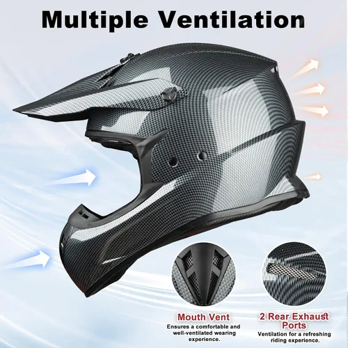 Miniatura 3 de Favoto Cascos de Dirt Bike para Adultos - Casco Ligero para Motocross/ATV/UTV Aprobado por DOT para Hombres y Mujeres, con Visera Extraíble