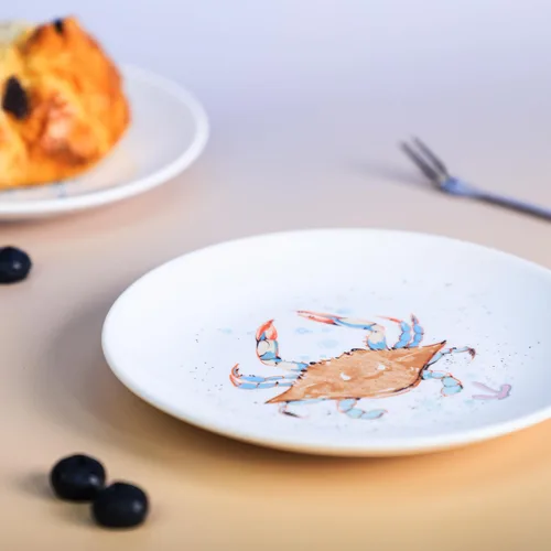 Miniatura 3 de Plato de postre de cerámica pintado a mano con diseño de animales marinos, plato de cena, plato de pastel, plato decorativo, cangrejo, 6 pulgadas